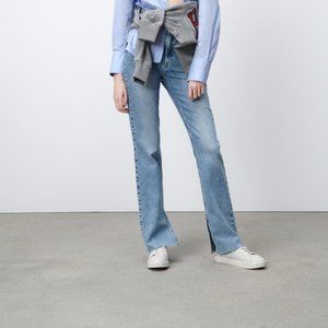 (Zara) Z1975 HIGH RISE SLIM FLARED JEANS MID-BLUE